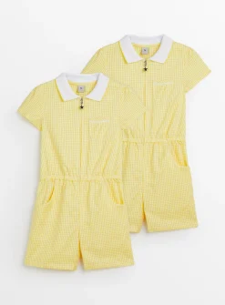 Yellow Gingham Play Suit 2 Pack 6 years