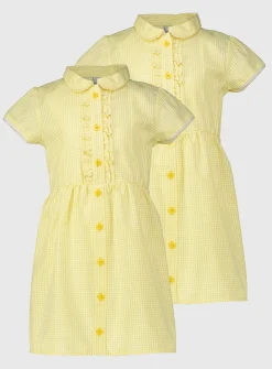 Yellow Gingham Ruffle School Dress 2 Pack 11 years