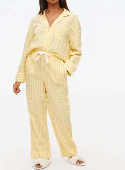 Yellow Gingham Seersucker Co-ord Pyjama Bottoms 16