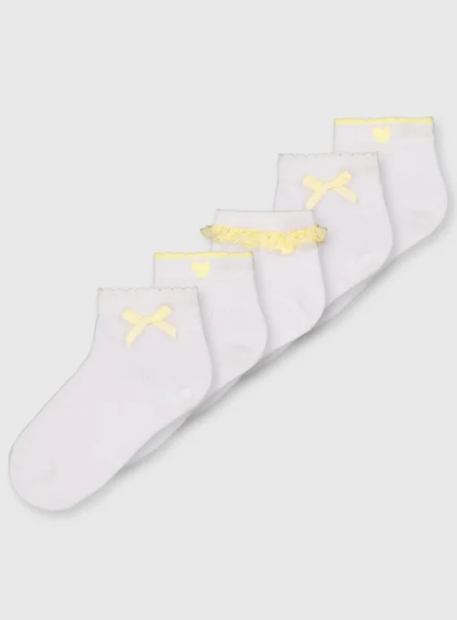 Yellow Gingham Socks 5 Pack 12.5-3.5