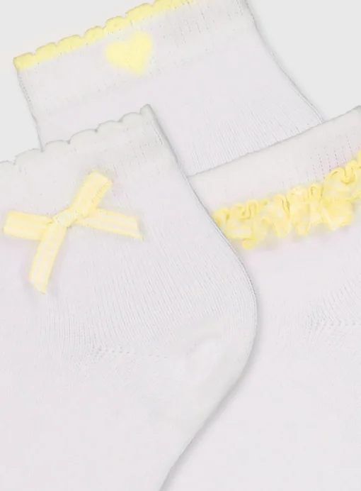Yellow Gingham Socks 5 Pack 12.5-3.5