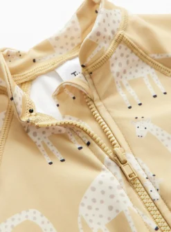 Yellow Giraffe Print Sunsafe Swimsuit & Keppi Hat 6-9 months