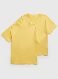 Yellow Plain School Sports T-Shirts 2 Pack 3 years