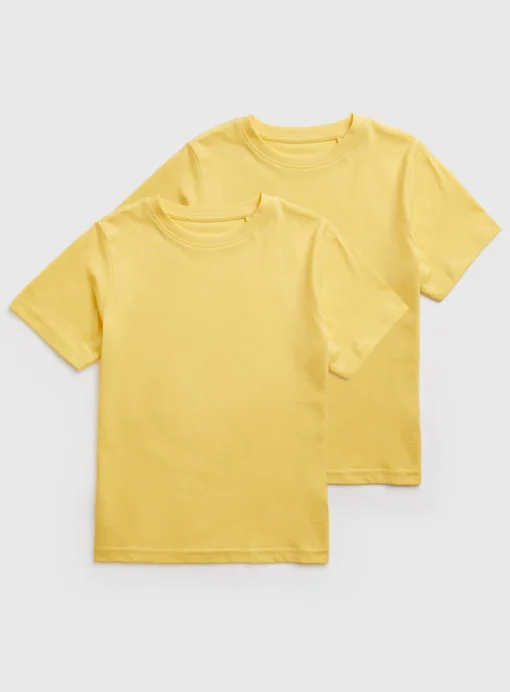 Yellow Plain School Sports T-Shirts 2 Pack 3 years