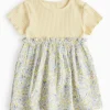 Yellow Ribbed Floral Twofer Dress 9-12 months