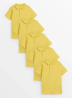 Yellow Unisex Polo Shirt 5 Pack 6 years
