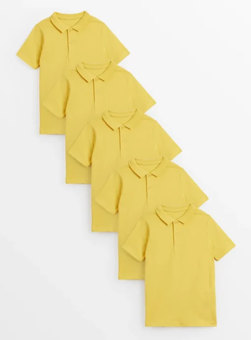Yellow Unisex Polo Shirt 5 Pack 6 years